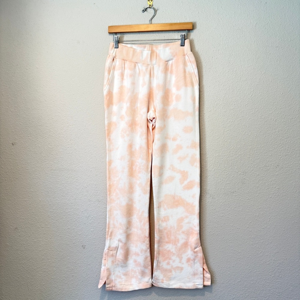 525 America Womens Peach White Tie Dye Wide Leg Slit Hem Sweatpants Small